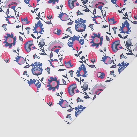 Paarse en blauwe Folklore Wycinanki Tissuepapier (Detail)