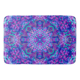 Paarse en blauwe  fractale Kaleidoscoop Badmat