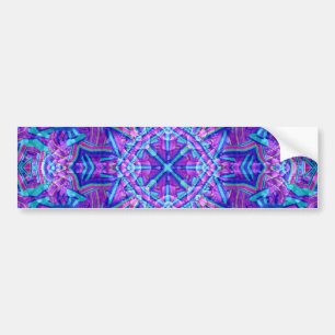 Paarse en blauwe  fractale Kaleidoscoop Bumpersticker