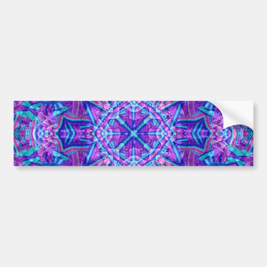 Paarse en blauwe fractale Kaleidoscoop Bumpersticker (Voorkant)
