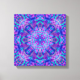 Paarse en blauwe  fractale Kaleidoscoop Canvas Afdruk
