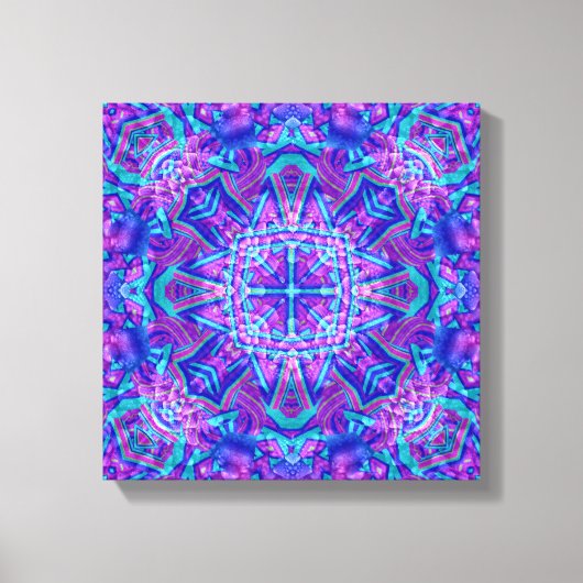 Paarse en blauwe  fractale Kaleidoscoop Canvas Afdruk (Voorkant)