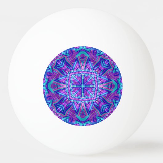 Paarse en blauwe  fractale Kaleidoscoop Pingpongbal (Voorkant)
