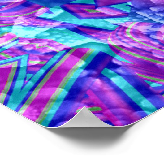 Paarse en blauwe fractale Kaleidoscoop Poster (Hoek)