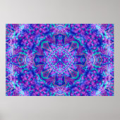 Paarse en blauwe fractale Kaleidoscoop Poster (Voorkant)