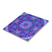 Paarse en blauwe  fractale Kaleidoscoop Tegeltje (Zijkant)