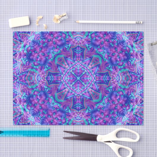 Paarse en blauwe  fractale Kaleidoscoop Tissuepapier (Craft)
