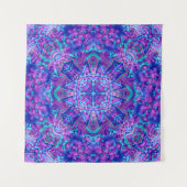 Paarse en blauwe  fractale Kaleidoscoop Wandkleed (Voorkant (horizontaal))