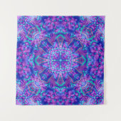 Paarse en blauwe  fractale Kaleidoscoop Wandkleed (Voorkant)