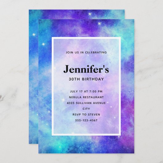 Paarse en blauwe Galaxy ruimte abstracte verjaarda Kaart (Voorkant / Achterkant)