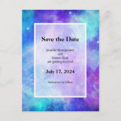 Paarse en Blauwe Galaxy Space Abstract Aankondigingskaart (Voorkant)