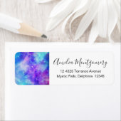 Paarse en blauwe Galaxy Space Abstract adres Etiket (Insitu)