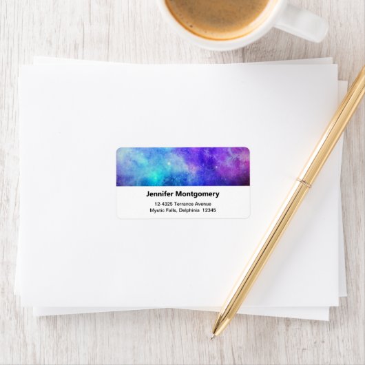 Paarse en blauwe Galaxy Space Abstract adres Etiket (Insitu)