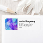 Paarse en blauwe Galaxy Space Abstract adres Etiket (Insitu)