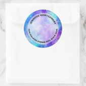 Paarse en blauwe Galaxy Space Abstract adres Ronde Sticker (Tas)