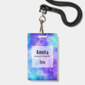 Paarse en Blauwe Galaxy Space Abstract Badge (Voorkant met koord)