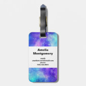 Paarse en Blauwe Galaxy Space Abstract Bagagelabel (Achterkant verticaal)