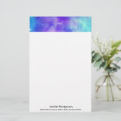 Paarse en Blauwe Galaxy Space Abstract Briefpapier (Staand voorkant)