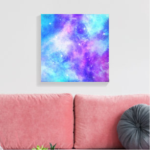 Paarse en Blauwe Galaxy Space Abstract Canvas Afdruk