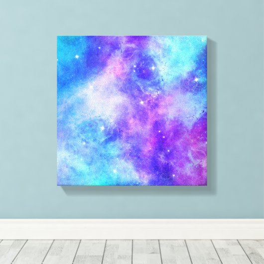 Paarse en Blauwe Galaxy Space Abstract Canvas Afdruk (Insitu (Houten vloer))