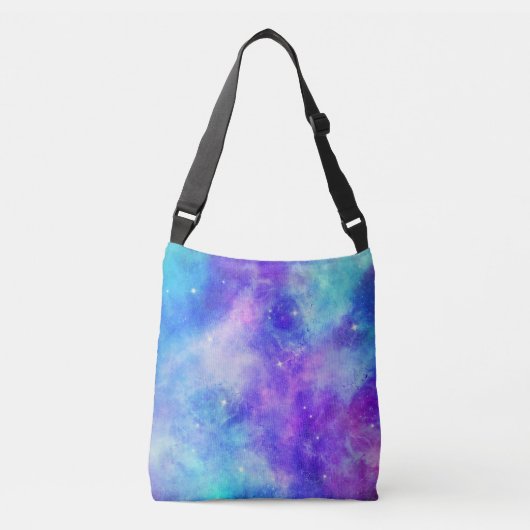 Paarse en Blauwe Galaxy Space Abstract Crossbody Tas (Voorkant)