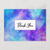 Paarse en Blauwe Galaxy Space Abstract Dank u Briefkaart (Voorkant)
