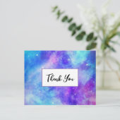 Paarse en Blauwe Galaxy Space Abstract Dank u Briefkaart (Staand voorkant)