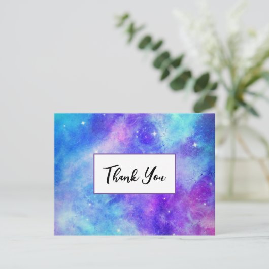 Paarse en Blauwe Galaxy Space Abstract Dank u Briefkaart (Staand voorkant)