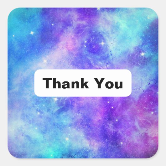 Paarse en Blauwe Galaxy Space Abstract Dank u Vierkante Sticker (Voorkant)