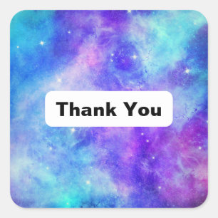 Paarse en Blauwe Galaxy Space Abstract Dank u Vierkante Sticker