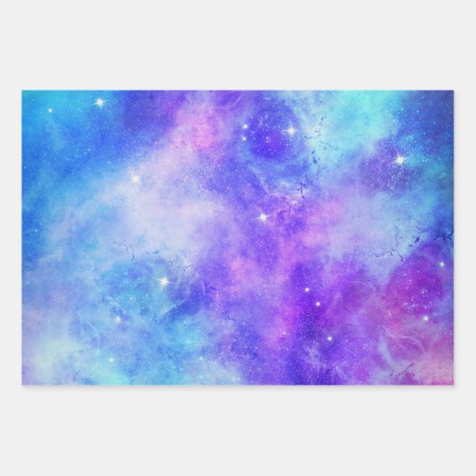 Paarse en Blauwe Galaxy Space Abstract Inpakpapier Vel (Voorkant 2)