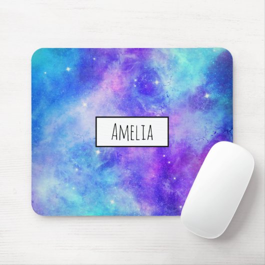 Paarse en Blauwe Galaxy Space Abstract Muismat (Met muis)