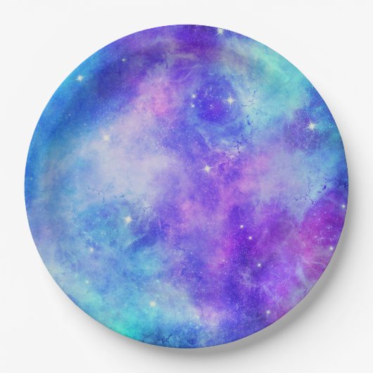 Paarse en Blauwe Galaxy Space Abstract Papieren Bordje (Voorkant)