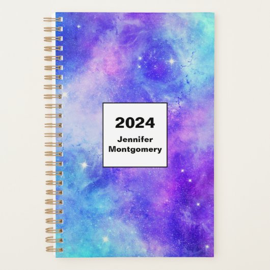 Paarse en Blauwe Galaxy Space Abstract Planner (Voorkant)