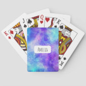 Paarse en Blauwe Galaxy Space Abstract Pokerkaarten (Achterkant)