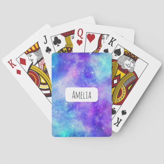 Paarse en Blauwe Galaxy Space Abstract Pokerkaarten (Achterkant)