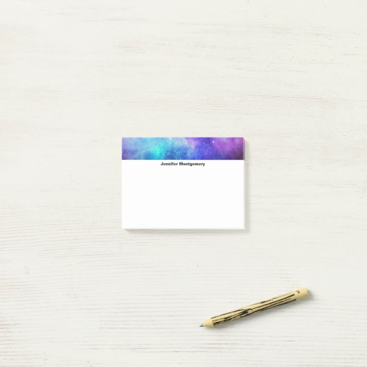 Paarse en Blauwe Galaxy Space Abstract Post-it® Notes (Op bureau)