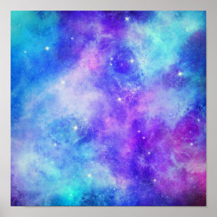 Paarse en Blauwe Galaxy Space Abstract Poster