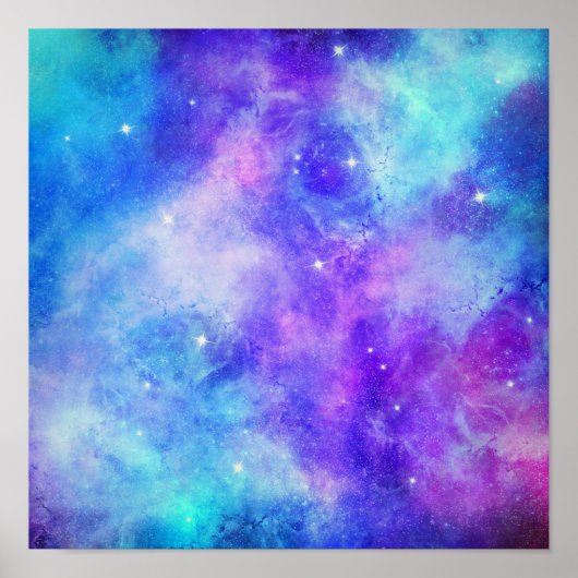 Paarse en Blauwe Galaxy Space Abstract Poster (Voorkant)