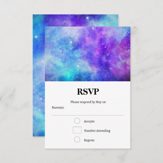 Paarse en Blauwe Galaxy Space Abstract RSVP Kaartje (Voorkant / Achterkant)
