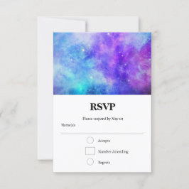 Paarse en Blauwe Galaxy Space Abstract RSVP Kaartje