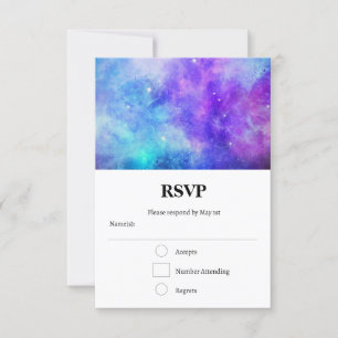 Paarse en Blauwe Galaxy Space Abstract RSVP Kaartje