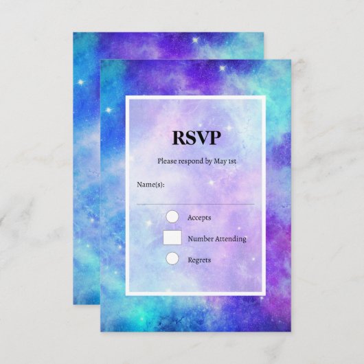 Paarse en Blauwe Galaxy Space Abstract RSVP Kaartje (Voorkant / Achterkant)