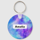Paarse en Blauwe Galaxy Space Abstract Sleutelhanger (Achterkant)