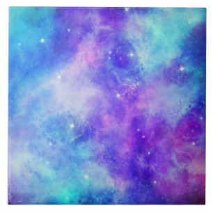 Paarse en Blauwe Galaxy Space Abstract Tegeltje
