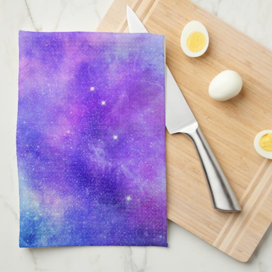 Paarse en Blauwe Galaxy Space Abstract Theedoek (Quarter Fold)