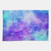 Paarse en Blauwe Galaxy Space Abstract Theedoek (Horizontaal)