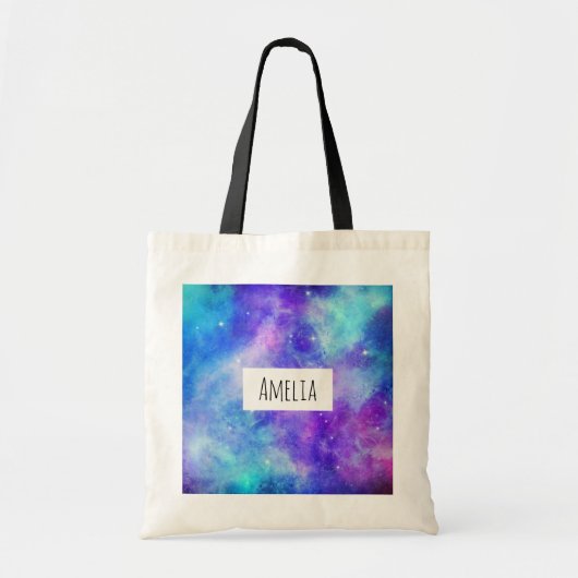 Paarse en Blauwe Galaxy Space Abstract Tote Bag (Voorkant)