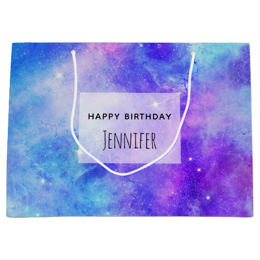 Paarse en Blauwe Galaxy Space Abstract Verjaardag Groot Cadeauzakje (Voorkant)