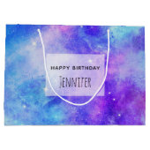 Paarse en Blauwe Galaxy Space Abstract Verjaardag Groot Cadeauzakje (Achterkant)